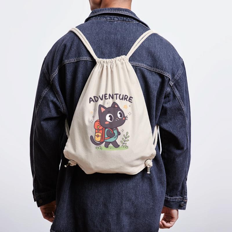 Adventurous Black Cat with Backpack Stanley/Stella Recycled Gym Bag