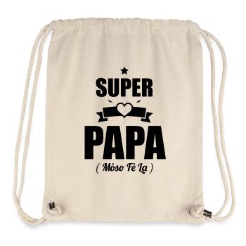 Cadeau Super Papa - T-shirt Mòso Fè La - Sac à cordon recyclé Stanley/Stella - blanc naturel - Devant