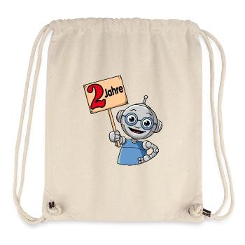 Ich bin 2 Jahre zweiter Geburtstag kleiner Roboter - Stanley/Stella recycelter Gym Bag - Naturweiß - Vorne