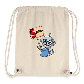 Fünf Jahre 5. Geburtstag kleiner bunter Roboter - Stanley/Stella recycelter Gym Bag - Naturweiß - Vorne