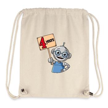 Vier Jahre vierter Geburtstag kleiner Roboter - Stanley/Stella recycelter Gym Bag - Naturweiß - Vorne