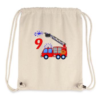 Feuerwehrfahrzeug 9 Geburtstag Kinder - Stanley/Stella recycelter Gym Bag - Naturweiß - Vorne