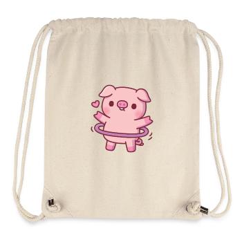 Cochon mignon avec cerceau - Sac à cordon recyclé Stanley/Stella - blanc naturel - Devant