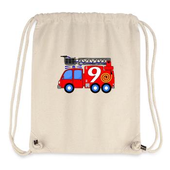 Feuerwehrfahrzeug 9 Geburtstag Kinder - Stanley/Stella recycelter Gym Bag - Naturweiß - Vorne