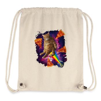 Space Cat Pizza Rainbow Mega Mix - Stanley/Stella Recycled Gym Bag - natural - Front