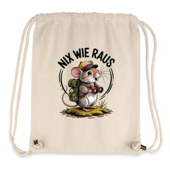 Nix wie raus - in die Natur - Wandern mit Maus - Stanley/Stella recycelter Gym Bag - Naturweiß - Vorne