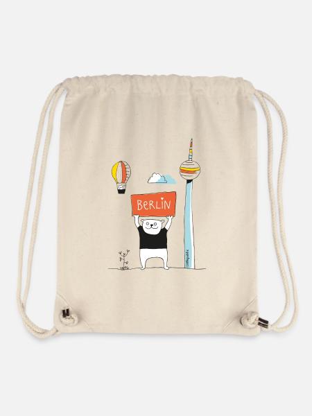 Berliner Bär + Fernsehturm | farbig | littlepublic - Stanley/Stella recycelter Gym Bag - Naturweiß