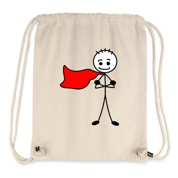 Garçon héros à la cape rouge - Sac à cordon recyclé Stanley/Stella - blanc naturel - Devant