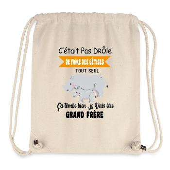 Enfant Annonce grossesse humour futur grand frère - Sac à cordon recyclé Stanley/Stella - blanc naturel - Devant