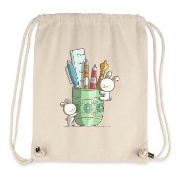 Zwei niedliche Hasen an einem Stiftbecher - Stanley/Stella recycelter Gym Bag - Naturweiß - Vorne