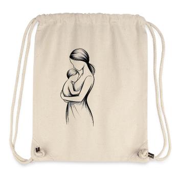 Black and White Mother-Child Silhouette - Stanley/Stella Recycled Gym Bag - natural - Front