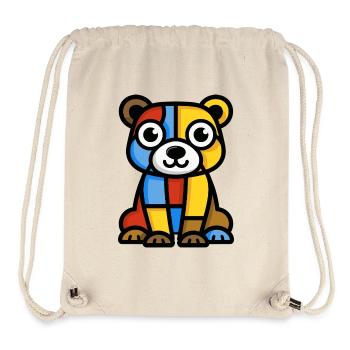 Image colorée et stylisée d’un ours - Sac à cordon recyclé Stanley/Stella - blanc naturel - Devant