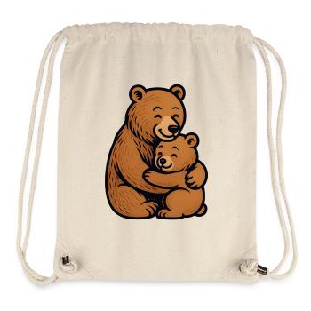 Brown Bears Hug Cuddly Drawing - Stanley/Stella Recycled Gym Bag - natural - Front
