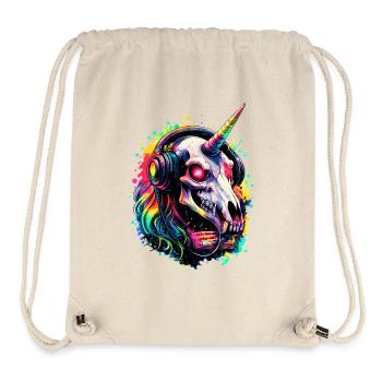 Einhorn Totenkopf mit Kopfhörer Neon Fantasy - Stanley/Stella recycelter Gym Bag - Naturweiß - Vorne
