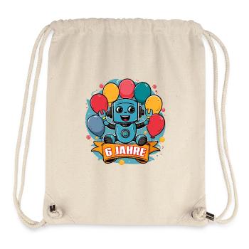 6 Jahre Kleiner Roboter mit bunten Luftballons - Stanley/Stella recycelter Gym Bag - Naturweiß - Vorne