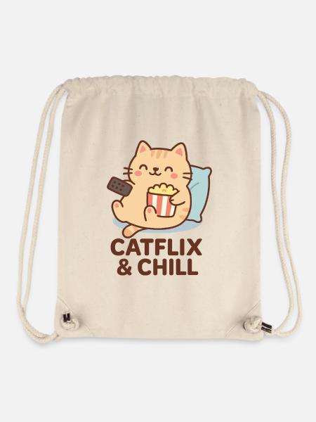 Cat Chill Popcorn Kawaii Entspannen - Stanley/Stella recycelter Gym Bag - Naturweiß