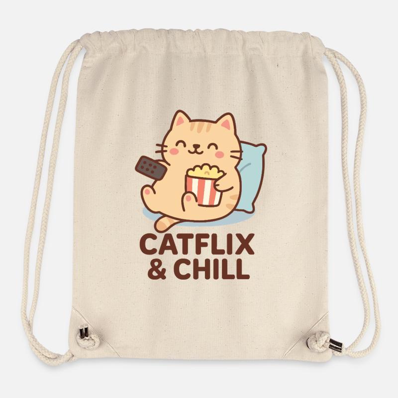 Cat Chill Popcorn Kawaii Entspannen - Stanley/Stella recycelter Gym Bag - Naturweiß
