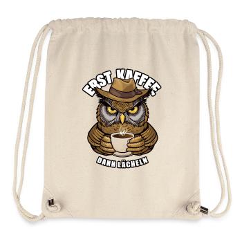 Grantige Eule mit lustigem Kaffeetrinkerspruch - Stanley/Stella recycelter Gym Bag - Naturweiß - Vorne