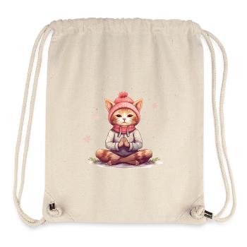 Yoga Shirt / Katze Lotussitz Illustration - Stanley/Stella recycelter Gym Bag - Naturweiß - Vorne