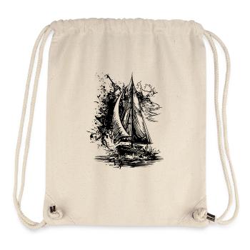 Schnittiges Sport Segelschiff mit Segeln - Stanley/Stella recycelter Gym Bag - Naturweiß - Vorne