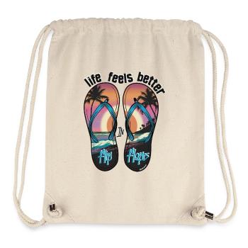 La vie est meilleure en tongs - Sac à cordon recyclé Stanley/Stella - blanc naturel - Devant