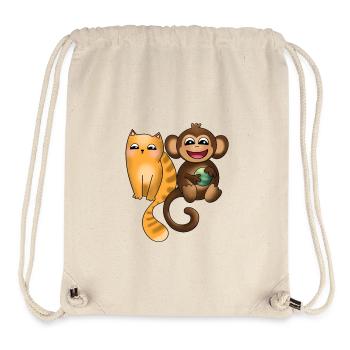 Kleine Katze und Kletteräffchen mit Ball - Stanley/Stella recycelter Gym Bag - Naturweiß - Vorne
