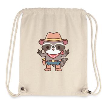 Mignon Cowboy Raccoon avec des pistolets à doigts - Sac à cordon recyclé Stanley/Stella - blanc naturel - Devant