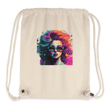 Explosion de couleurs femme avec des lunettes de soleil - Sac à cordon recyclé Stanley/Stella - blanc naturel - Devant