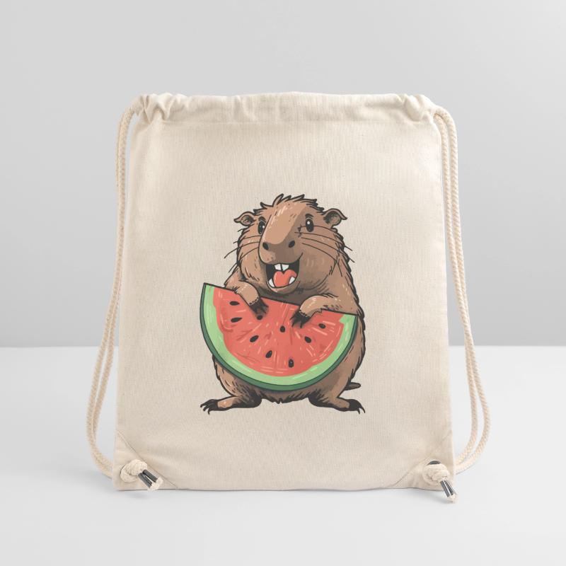 Capybara mangeant de la pastèque Sac à cordon recyclé Stanley/Stella