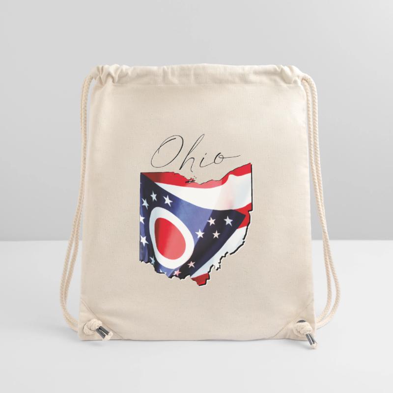Ohio (États-Unis) | Drapeau réel | Flag Map Script Sac à cordon recyclé Stanley/Stella