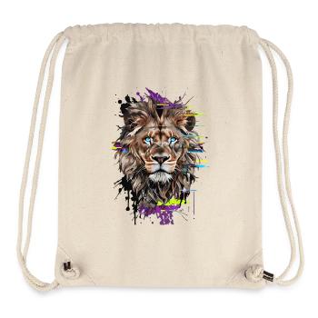 Chromatic Lion: Intense Gaze in Digital Art - Stanley/Stella Recycled Gym Bag - natural - Front
