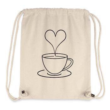 Tasse à café minimaliste coeur, amour, cadeau - Sac à cordon recyclé Stanley/Stella - blanc naturel - Devant