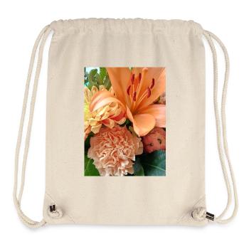 Warmes orangefarbenes Blumenmuster - Stanley/Stella recycelter Gym Bag - Naturweiß - Vorne