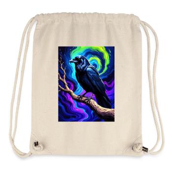 Vivid Black Crow Art on Psychedelic Background - Stanley/Stella Recycled Gym Bag - natural - Front