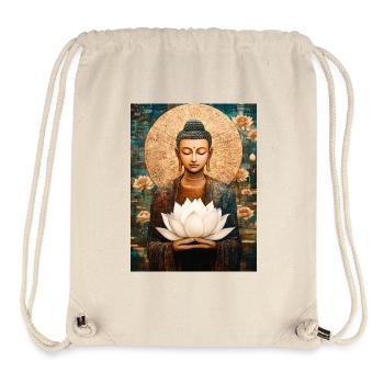 Meditating Buddha with lotus and golden halo - Stanley/Stella Recycled Gym Bag - natural - Front