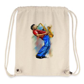 Jazz Saxophonist Illustration - Stanley/Stella Recycled Gym Bag - natural - Front