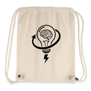 Cerveau et lampe – séance de brainstorming - Sac à cordon recyclé Stanley/Stella - blanc naturel - Devant