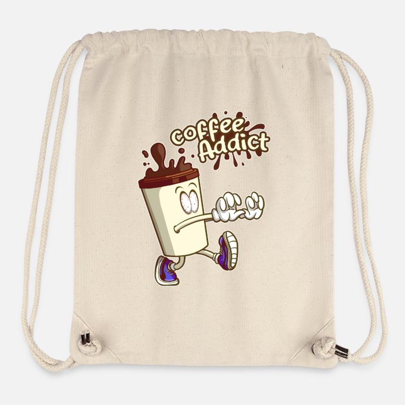 Kaffee Süchtiger, Cartoon Cartoon - Stanley/Stella recycelter Gym Bag - Naturweiß