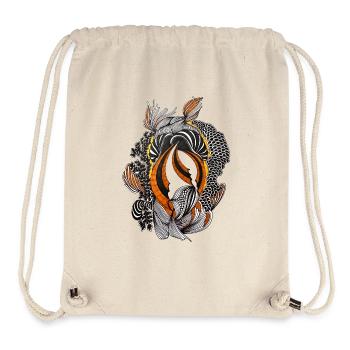 Motif de plumes abstrait noir orange - Sac à cordon recyclé Stanley/Stella - blanc naturel - Devant