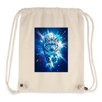 A snow leopard glows amid icy blue and silver star - Stanley/Stella Recycled Gym Bag - natural - Front