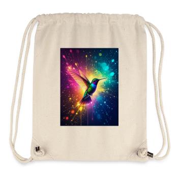 Radiant hummingbird glowing midair, surrounded  - Stanley/Stella Recycled Gym Bag - natural - Front