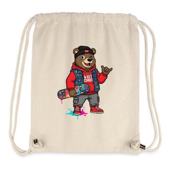 Wave Bear Skateboard Graffiti Pullover Hoodie - Stanley/Stella Recycled Gym Bag - natural - Front