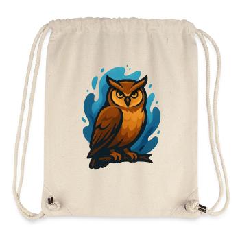 Braune Eule vor blauen Wellen - Stanley/Stella recycelter Gym Bag - Naturweiß - Vorne