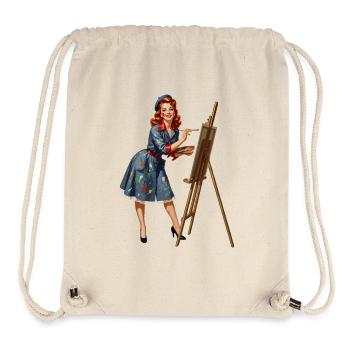 Retro-Pin-up-Malung auf Leinwand - Stanley/Stella recycelter Gym Bag - Naturweiß - Vorne