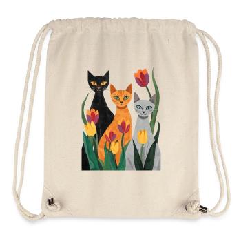 Trois chats stylisés : noir, gris, orange - Sac à cordon recyclé Stanley/Stella - blanc naturel - Devant