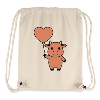 Süße Kuh Herz Ballon Liebe Vektor - Stanley/Stella recycelter Gym Bag - Naturweiß - Vorne