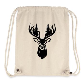 Deer Head Trees Forest Silhouette - Stanley/Stella Recycled Gym Bag - natural - Front