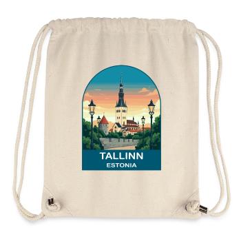 Tallinn Estonia Vintage Travel Poster Art - Stanley/Stella Recycled Gym Bag - natural - Front