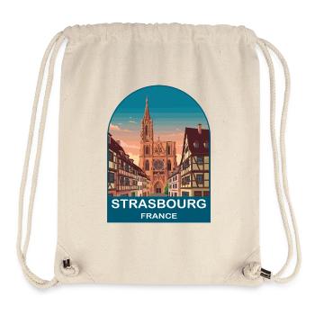 Strasbourg France Vintage Travel Poster Design - Stanley/Stella Recycled Gym Bag - natural - Front