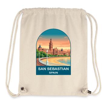 San Sebastian Spanien Vintage-Reiseplakat - Stanley/Stella recycelter Gym Bag - Naturweiß - Vorne